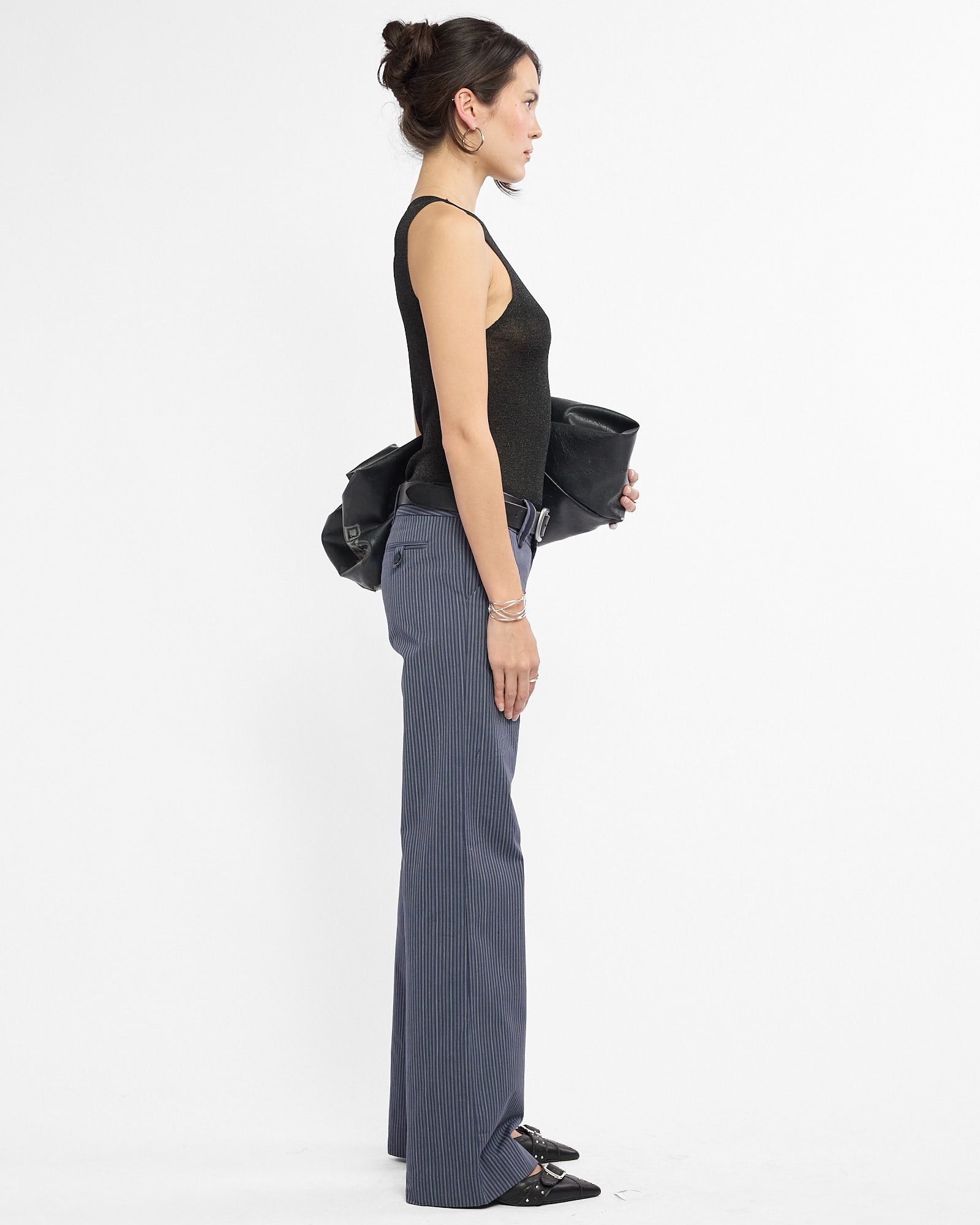 Lowrise Pinstripe Cotton Trousers