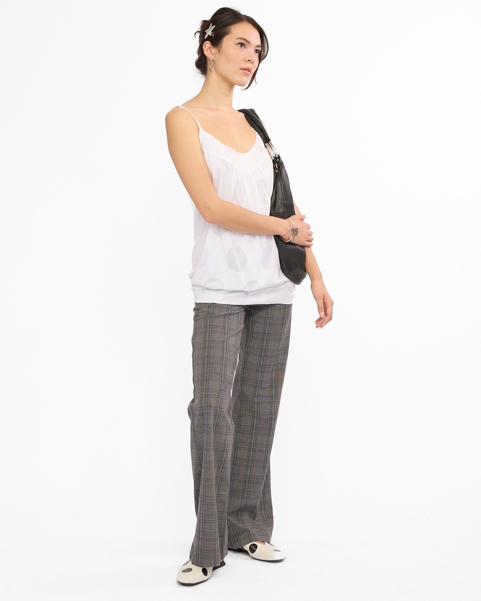 Stretch Plaid Lowrise Pants