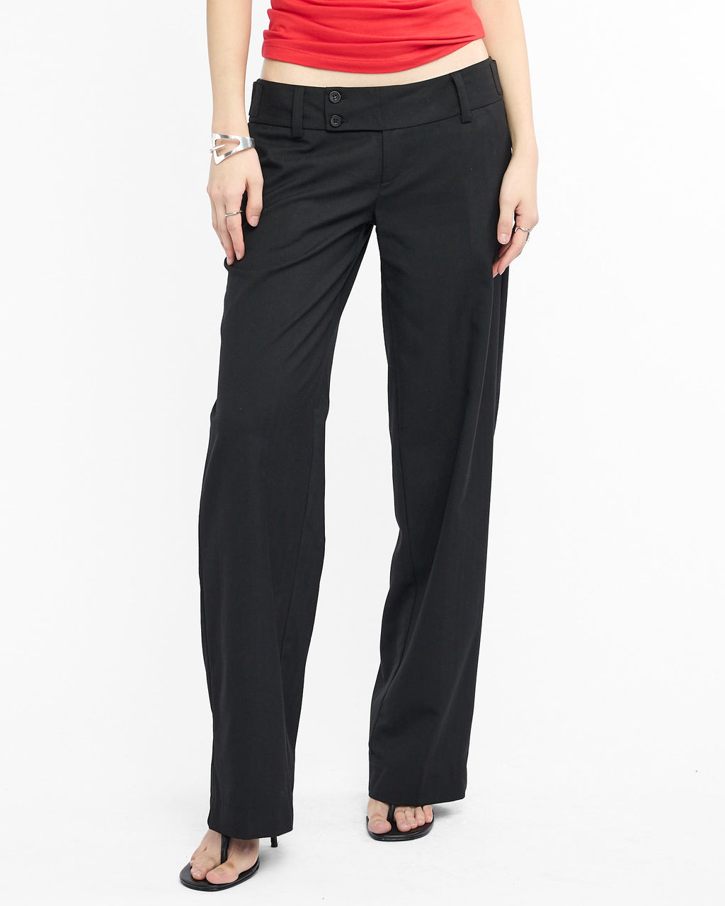 Low-rise Double Button Suit Trouser