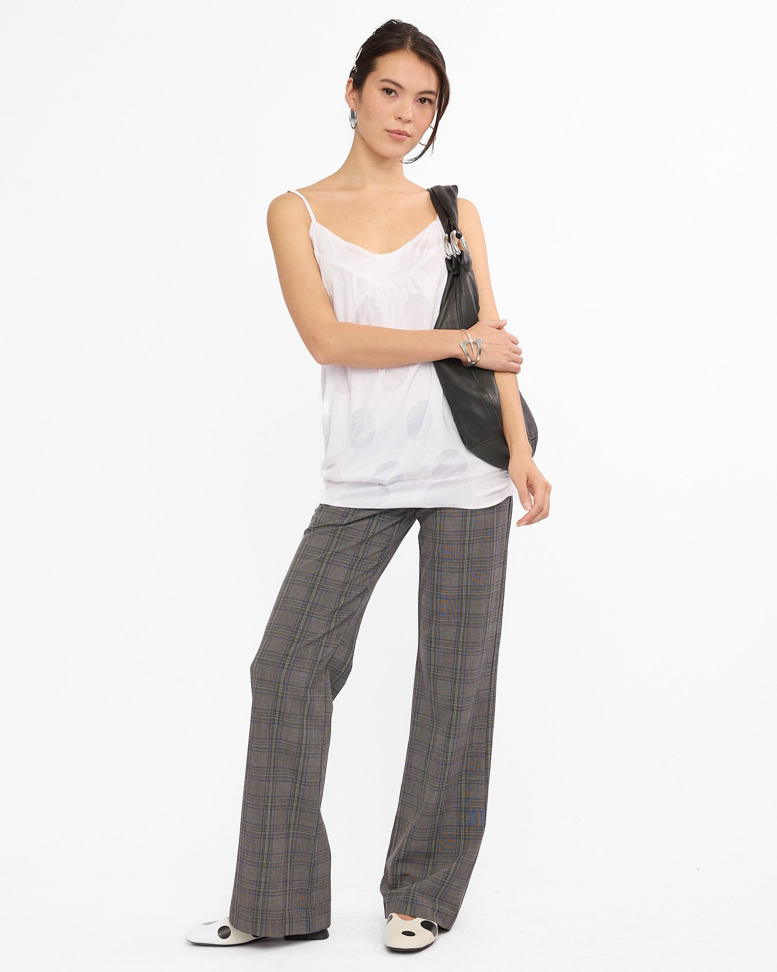 Stretch Plaid Lowrise Pants