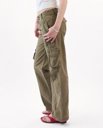 Low Rise Multi Pocket Cargo Pant - Khaki