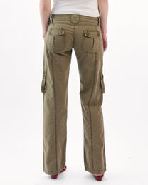 Low Rise Multi Pocket Cargo Pant - Khaki