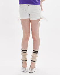 Tie Mini Shorts - White