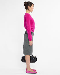 Lowrise Wool Marle Pencil Skirt