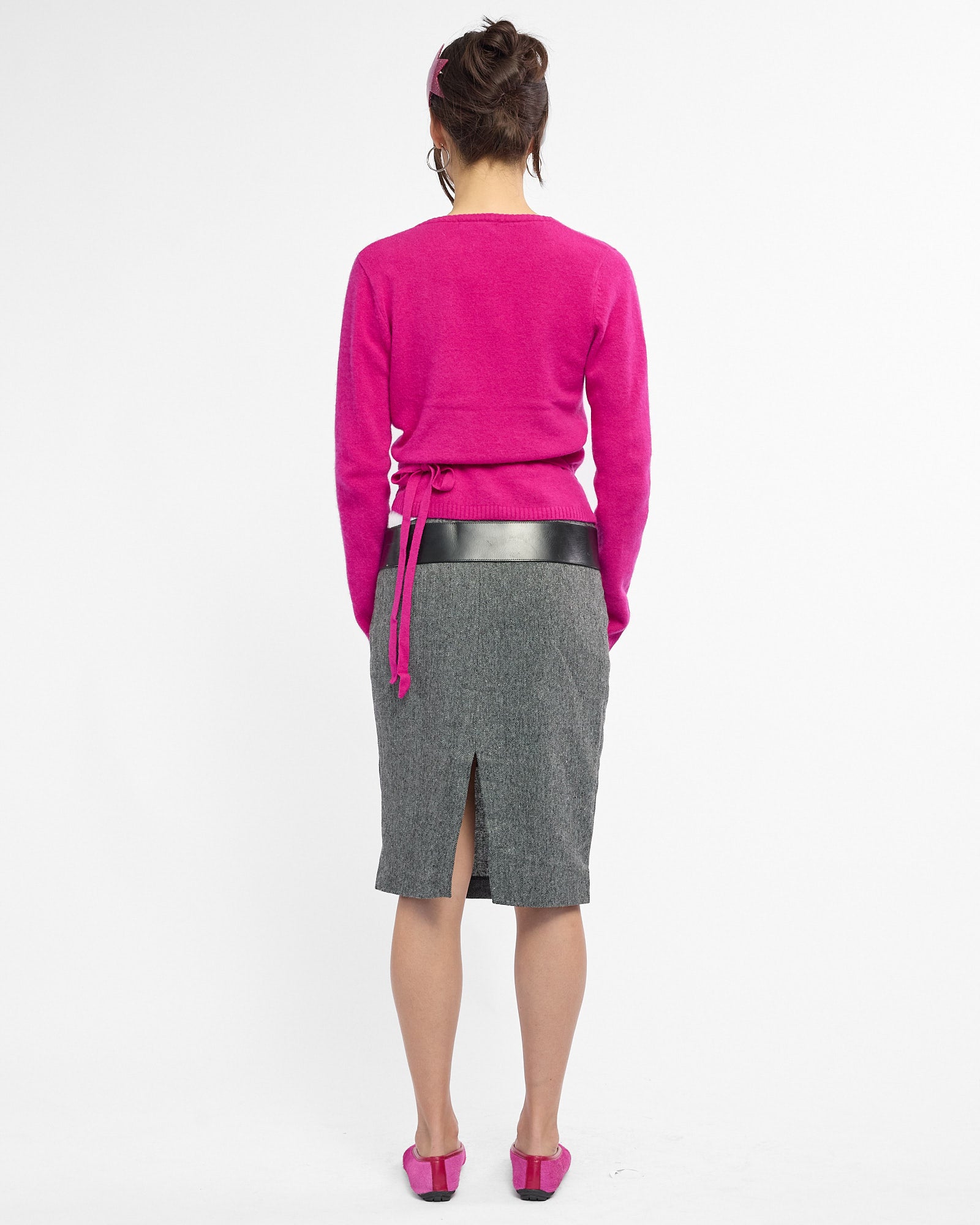 Lowrise Wool Marle Pencil Skirt