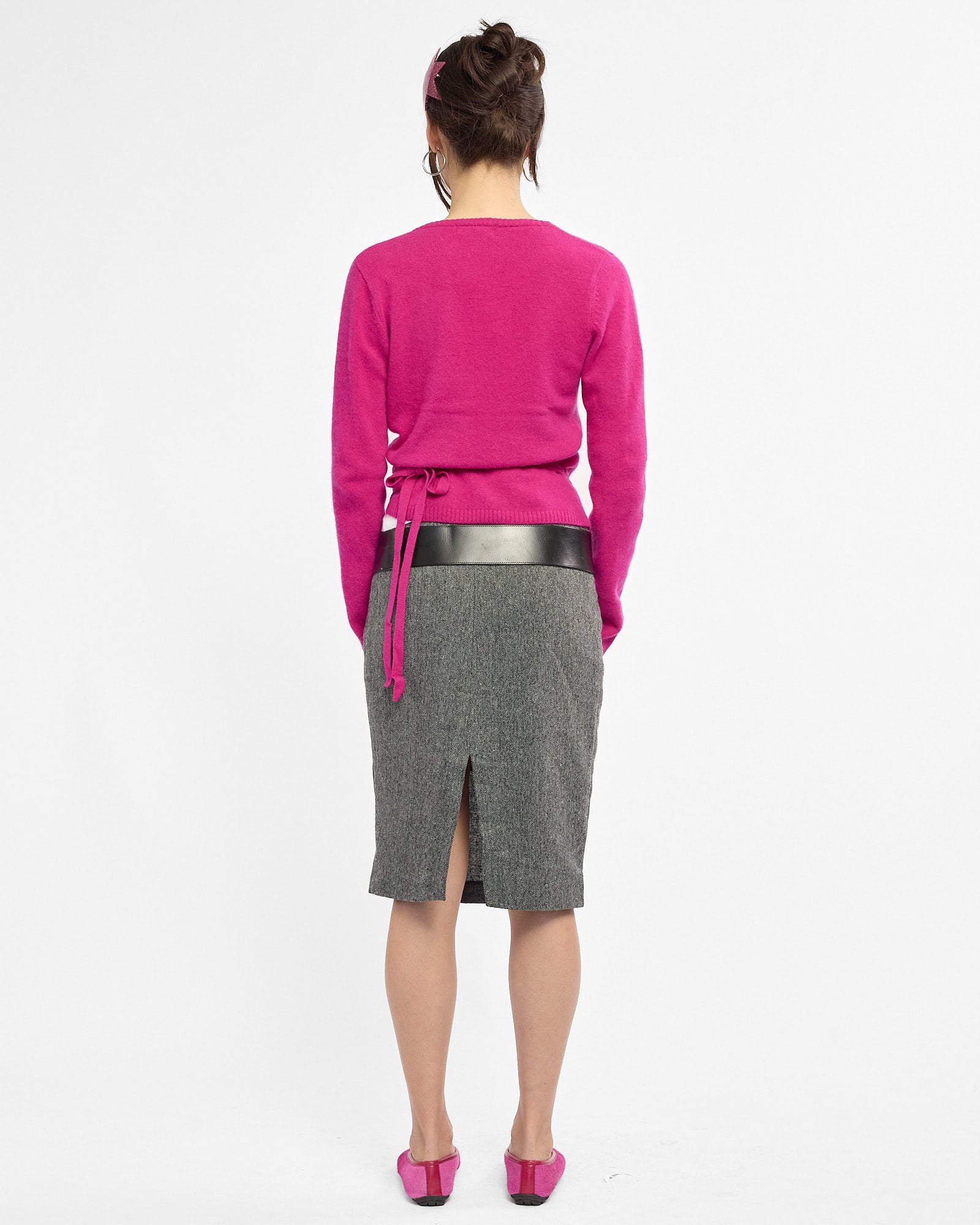 Lambswool Angora Wrap Top - Fuchsia