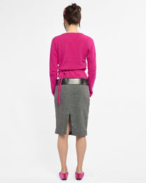 Lambswool Angora Wrap Top - Fuchsia