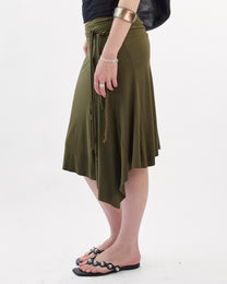 Asymmetrical Jersey Skirt - Khaki
