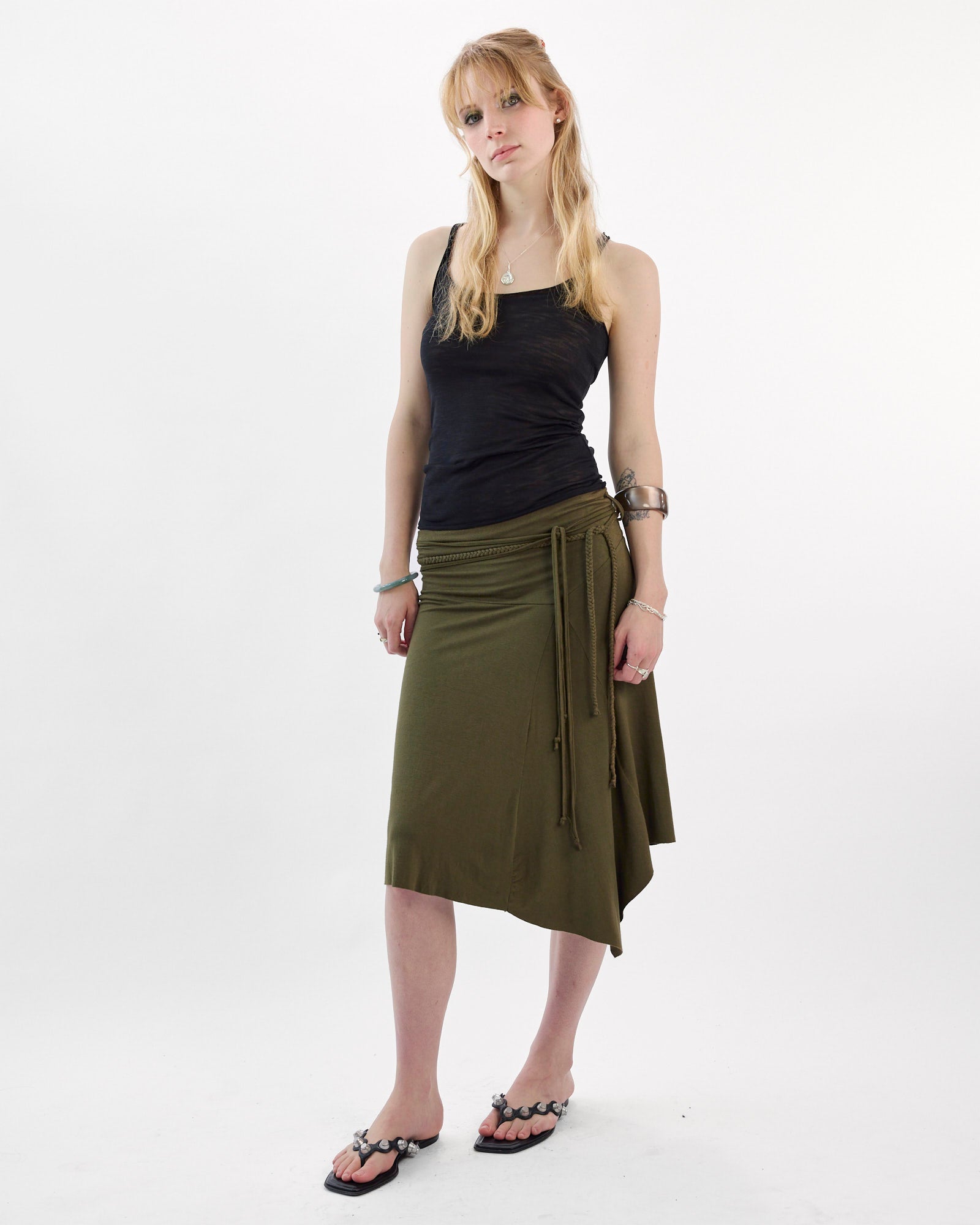 Asymmetrical Jersey Skirt - Khaki