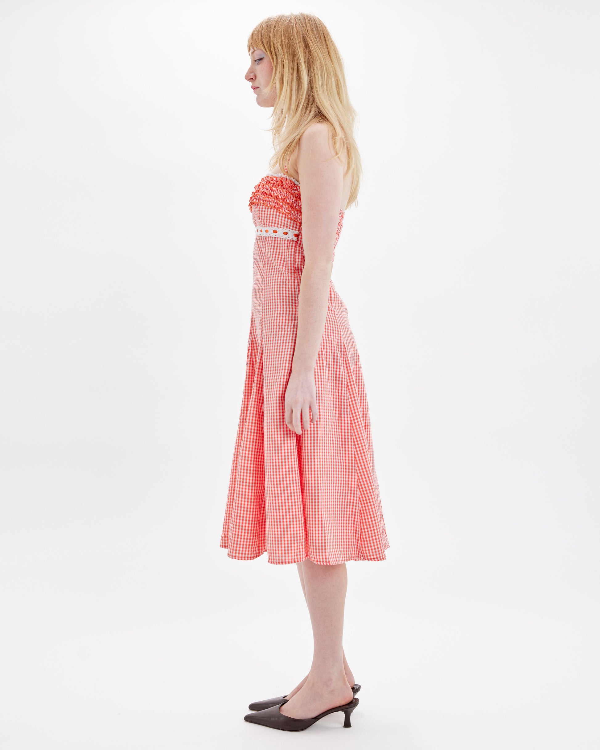 Gingham Dress - Coral