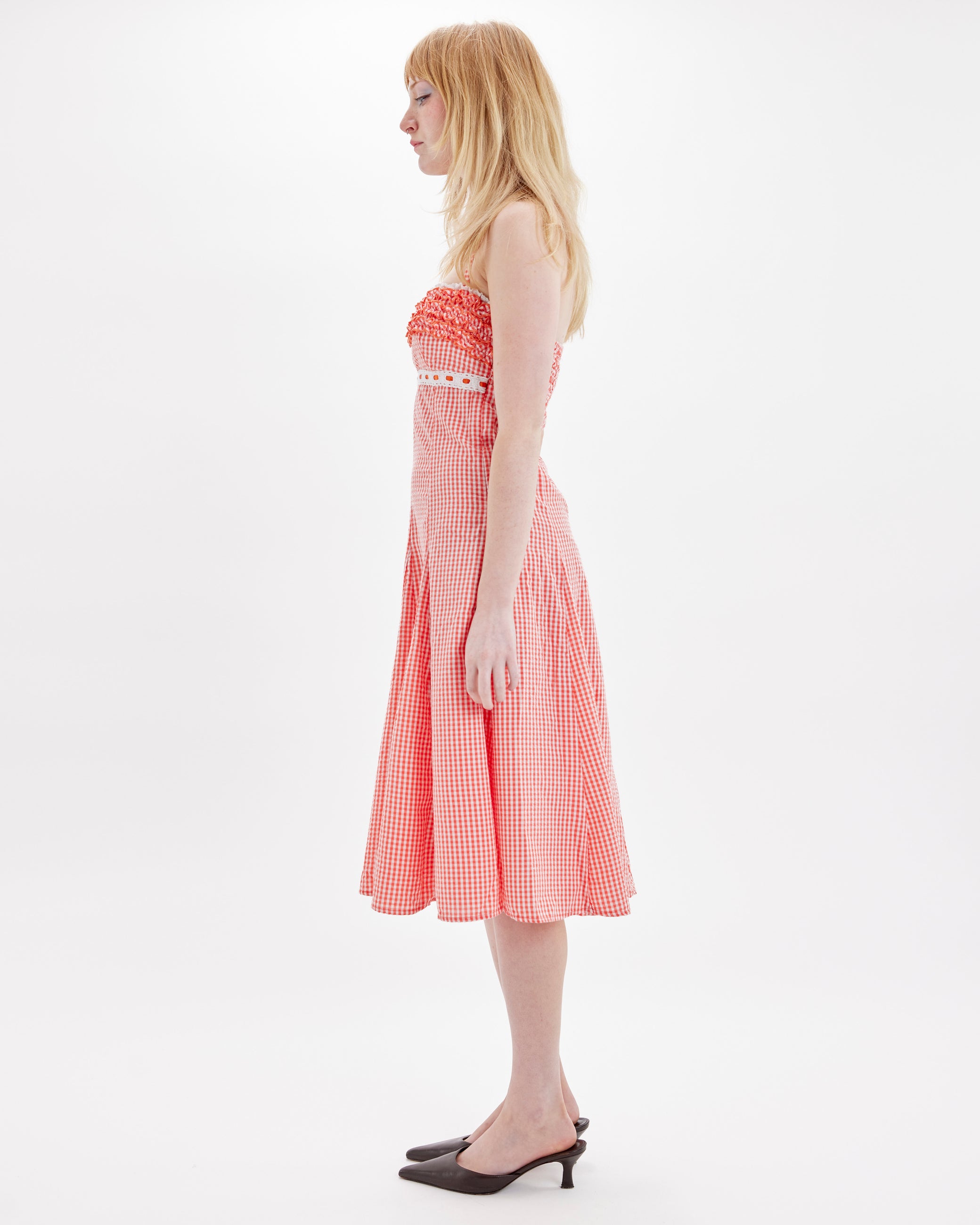 Gingham Dress - Coral