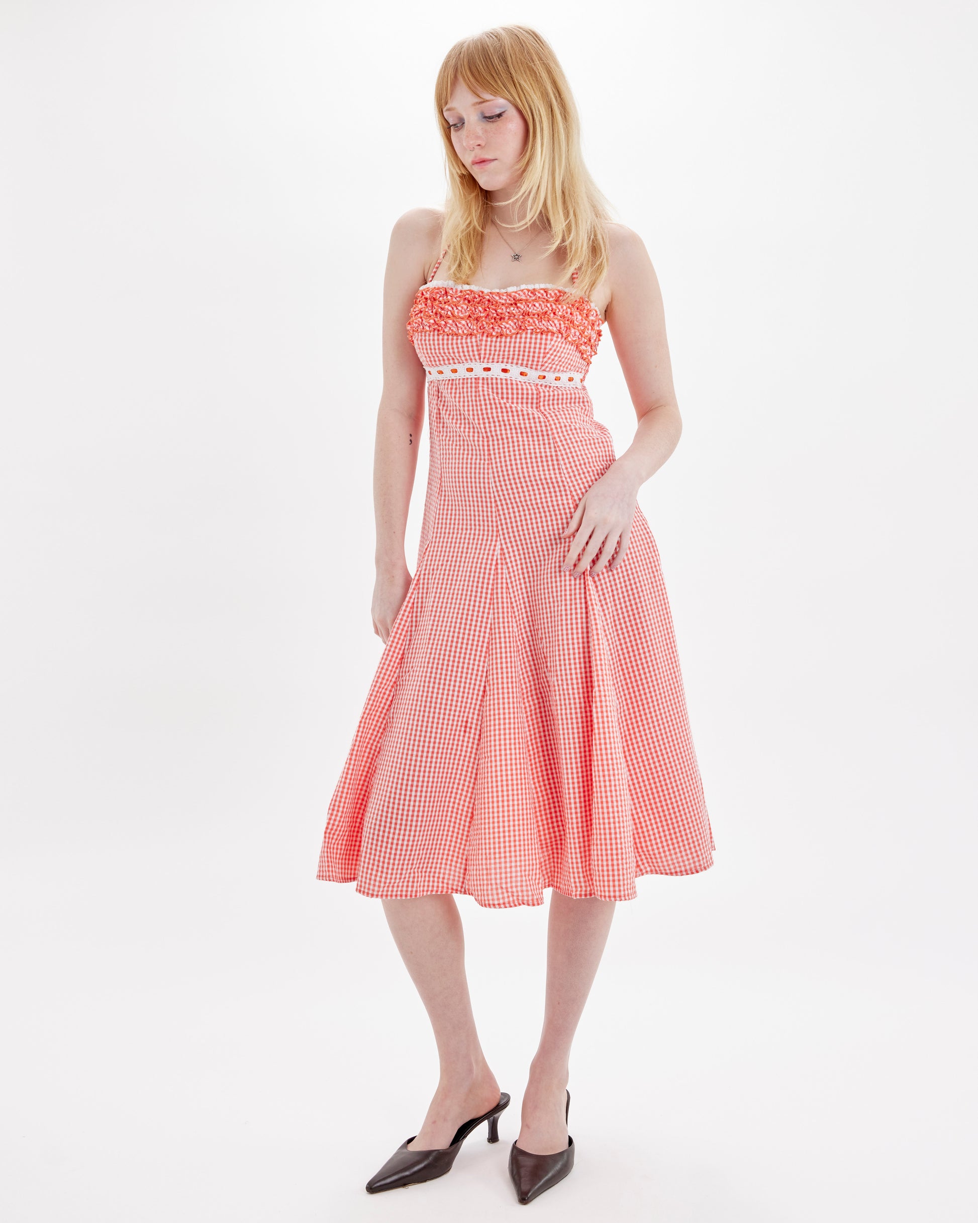Gingham Dress - Coral