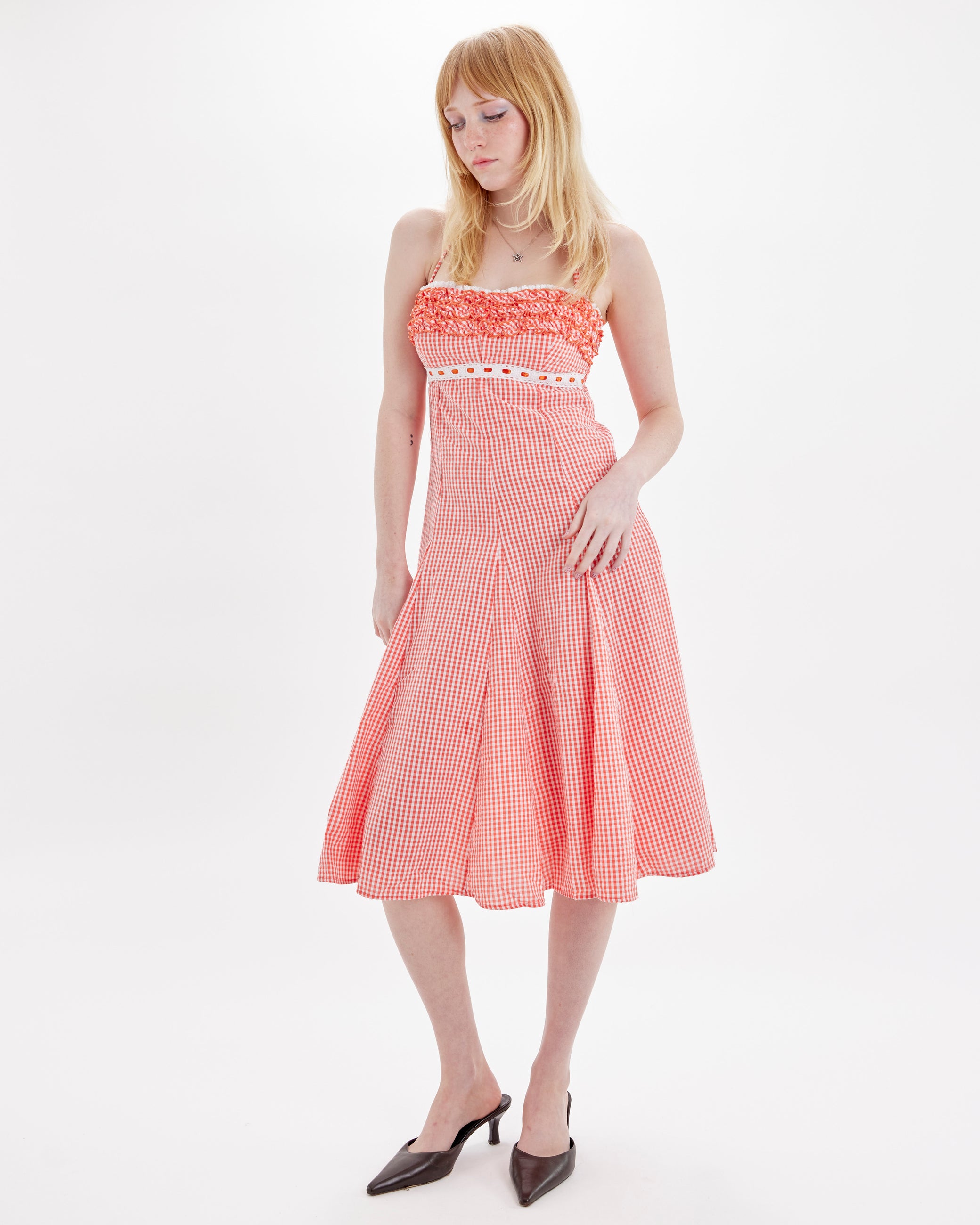 Gingham Dress - Coral