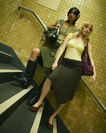 Asymmetrical Jersey Skirt - Chocolate