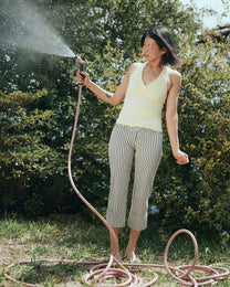 Striped Cuffed Capri Pants