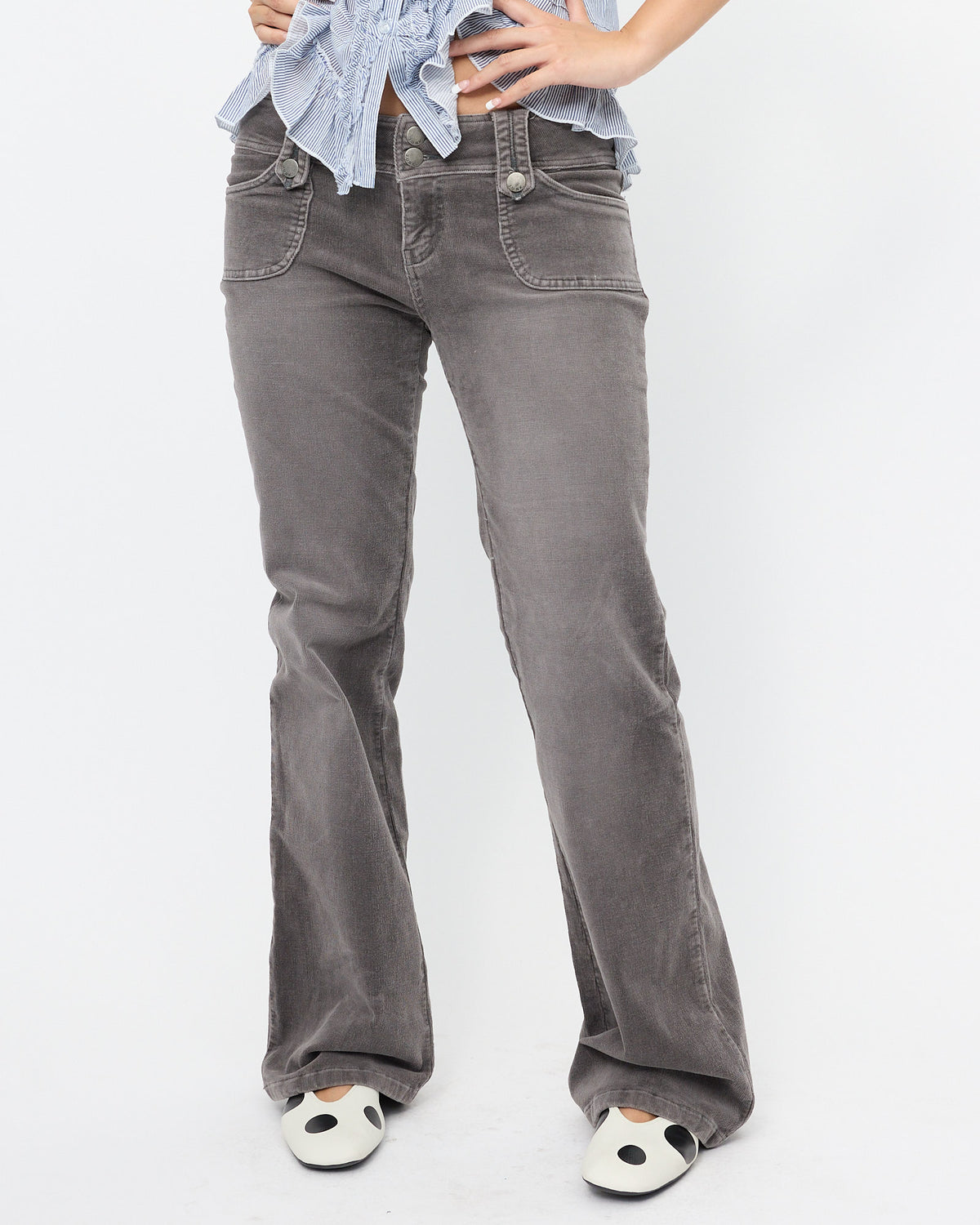 Corduroy Bootcut Double Button Flare Jean