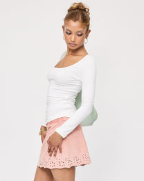 Scoop Neck Long Sleeve Cotton Top