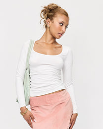 Scoop Neck Long Sleeve Cotton Top