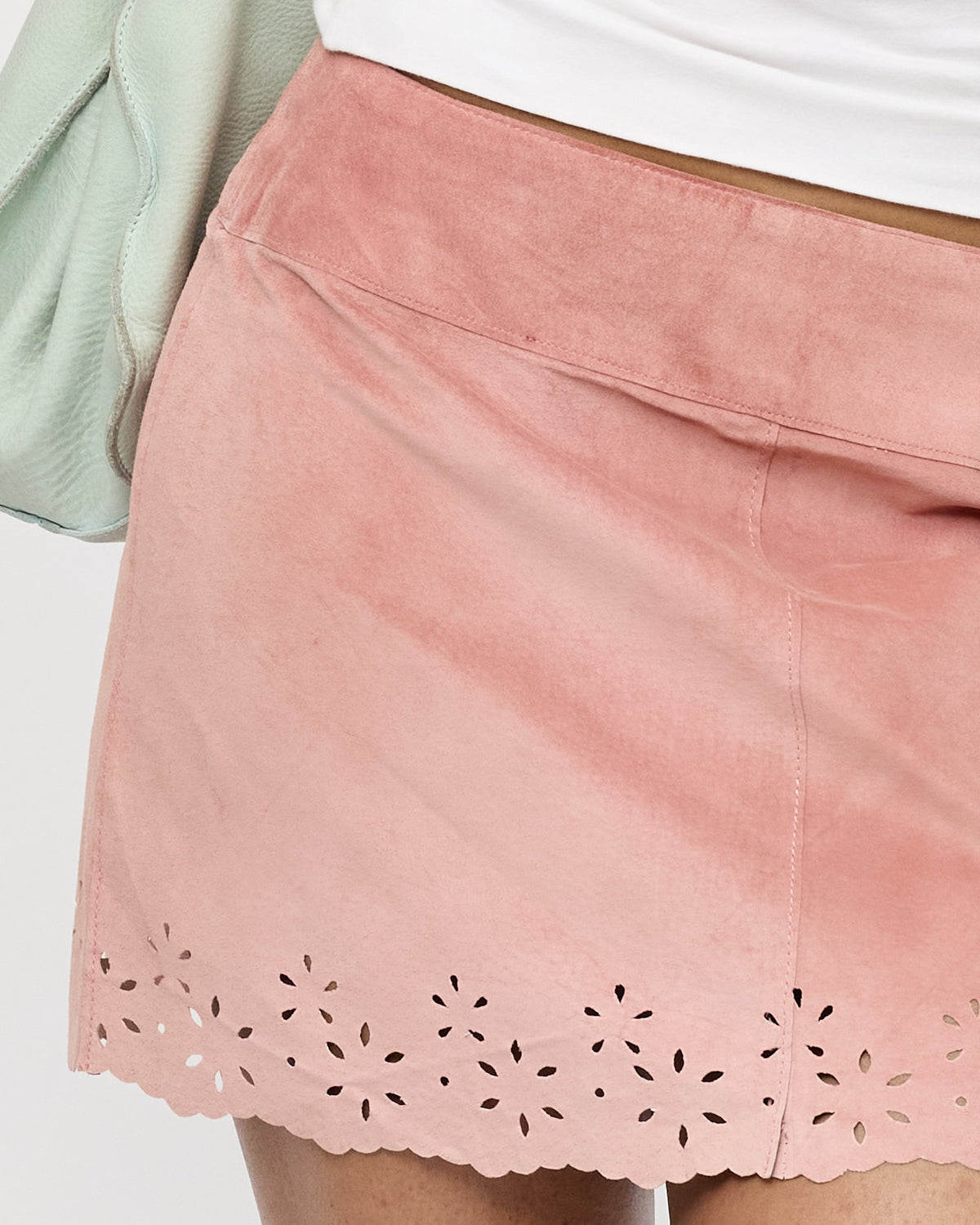 Suede Cutout Mini Skirt