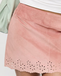 Suede Cutout Mini Skirt