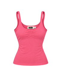 Ruched Scoop Neck Tank Top - Hot Pink