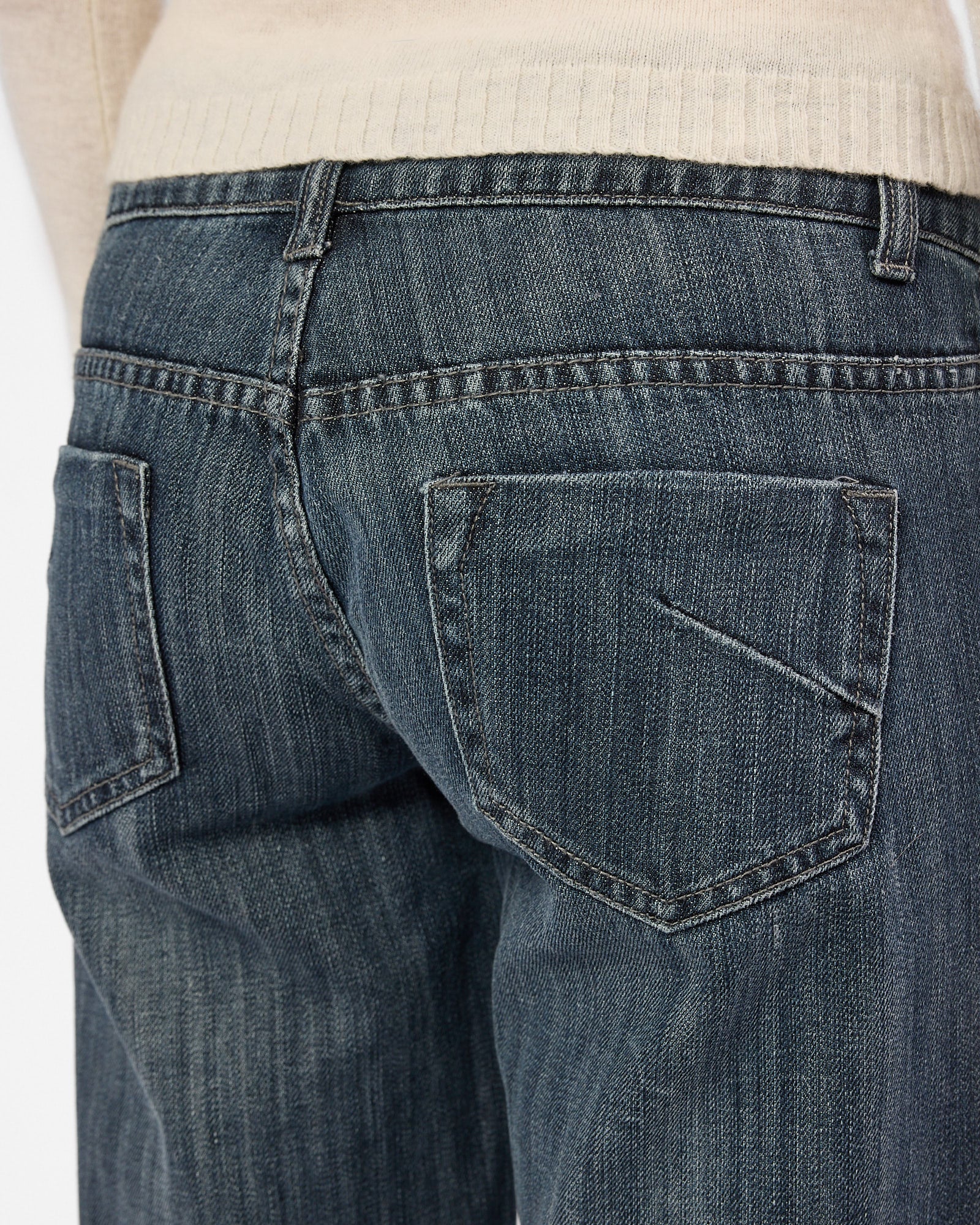 Wide Leg Double Button Washed Jeans