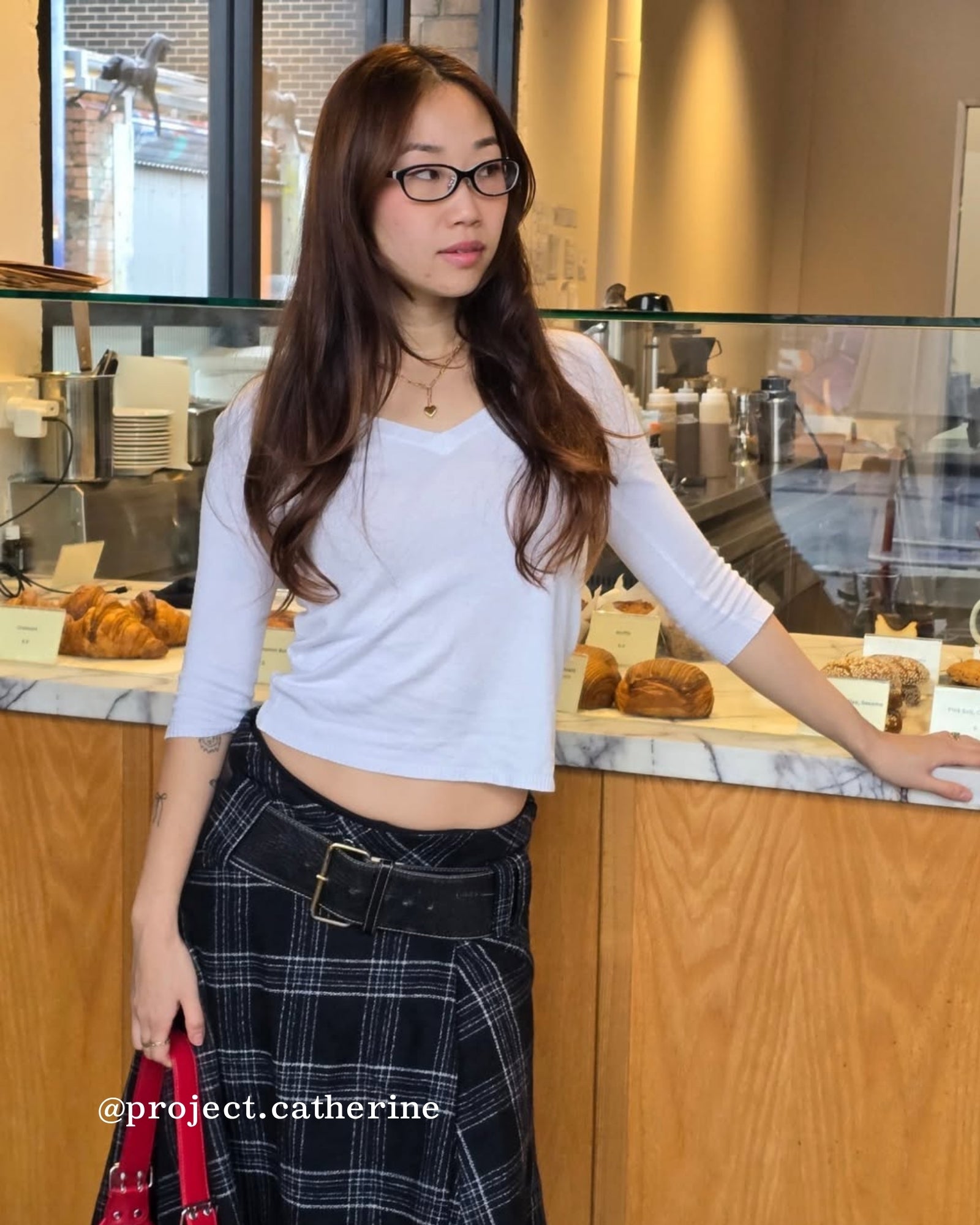 Plaid Asymmetric Wool Skirt