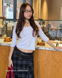 Plaid Asymmetric Wool Skirt