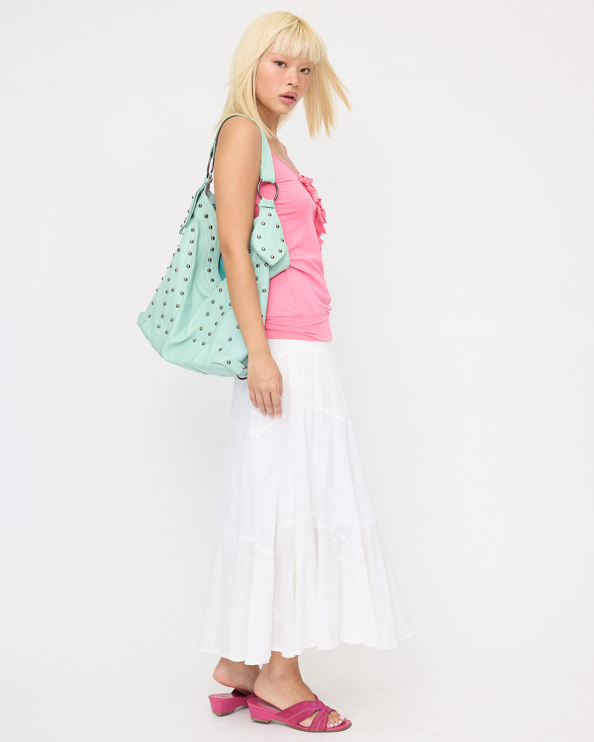 [COMING SOON] Ruffle Detail Jersey Cami - Hot Pink