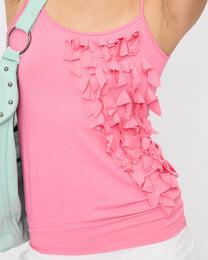 [COMING SOON] Ruffle Detail Jersey Cami - Hot Pink