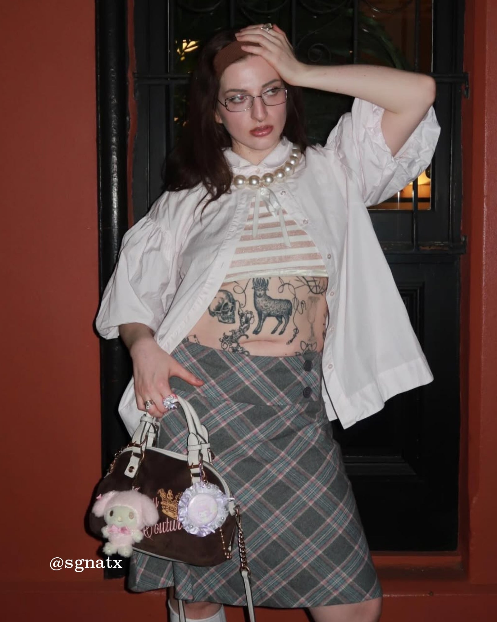 Wide Waistband Tartan Wool Skirt