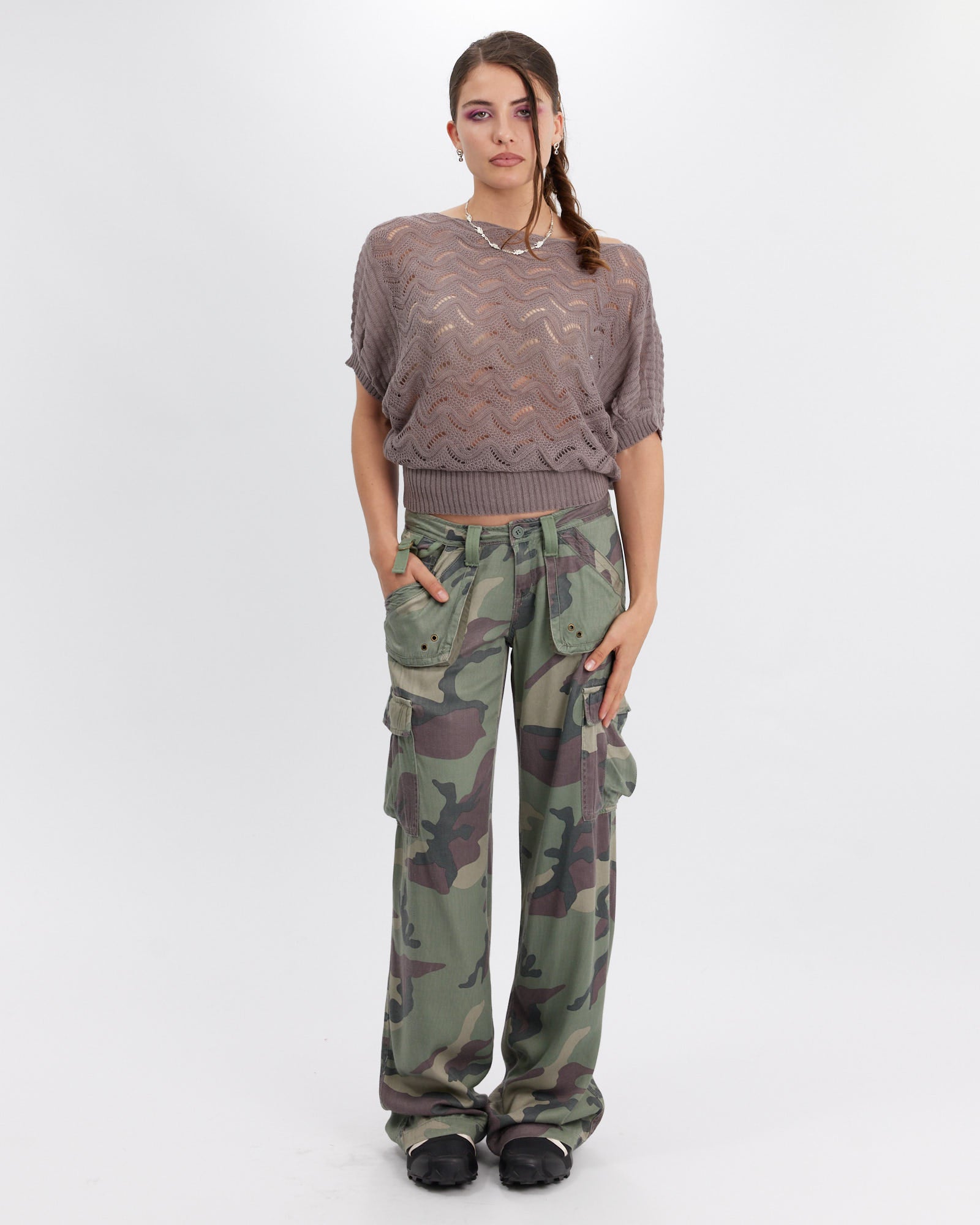 Batwing Knit Top - Mushroom