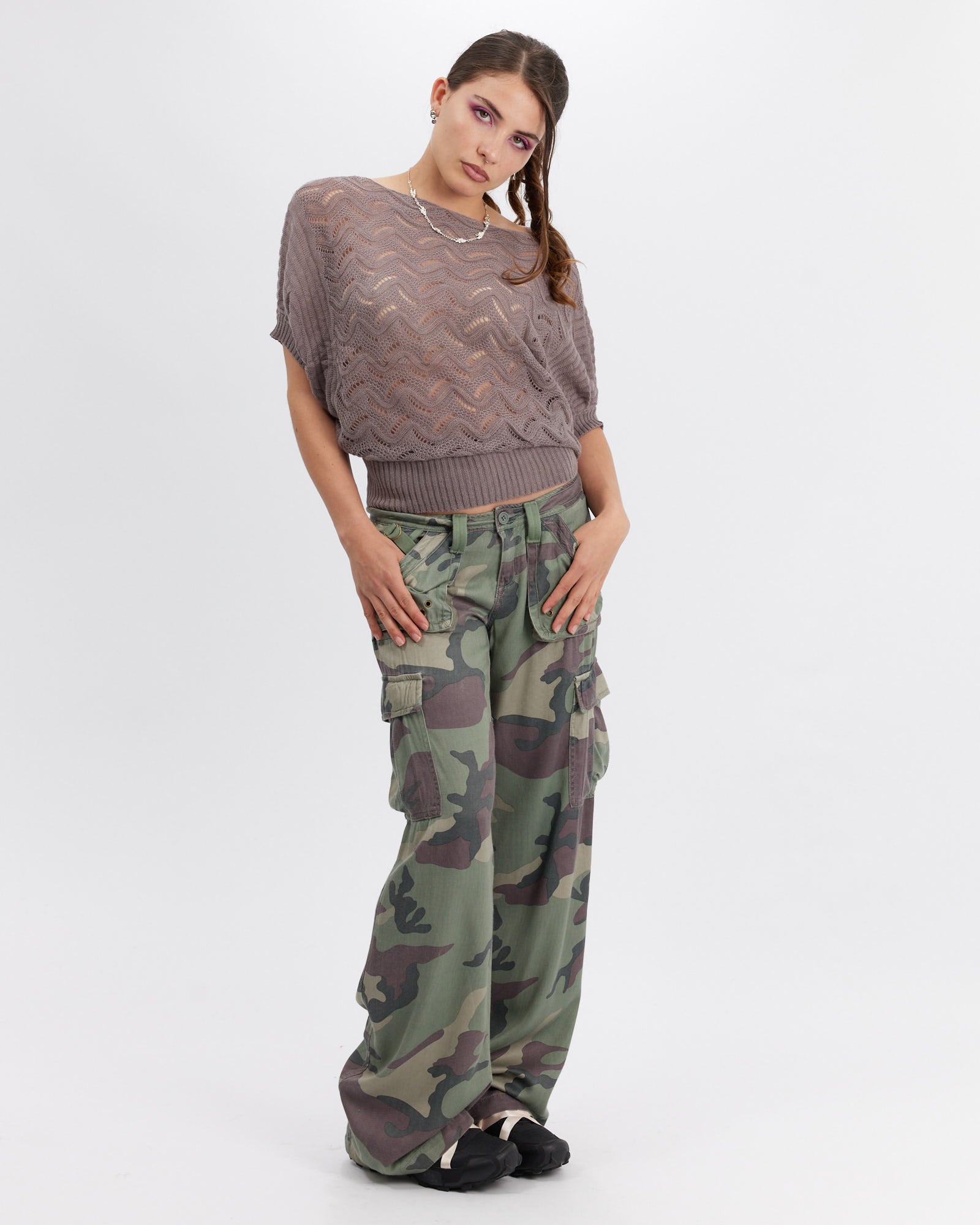 Batwing Knit Top - Mushroom
