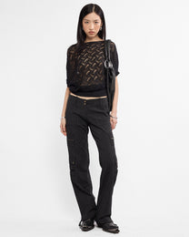 Batwing Cotton Knit Top - Black