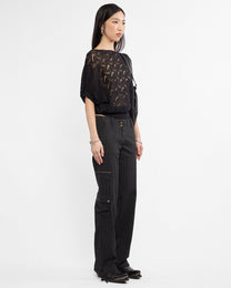 Batwing Cotton Knit Top - Black
