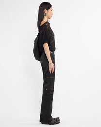 Batwing Cotton Knit Top - Black