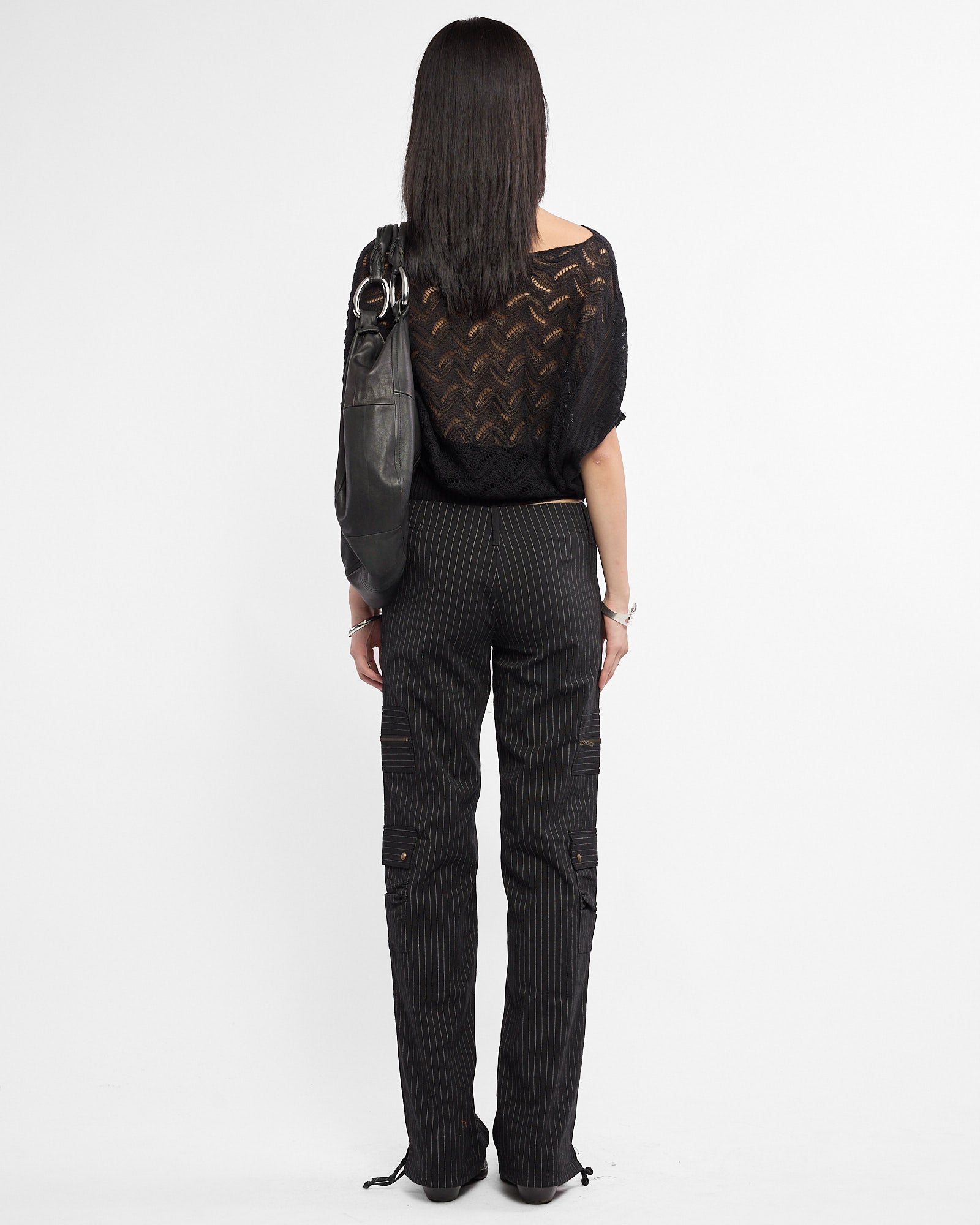Batwing Cotton Knit Top - Black