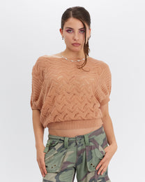Batwing Knit Top - Apricot