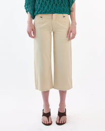 Lowrise Stretch Denim Capri - Beige