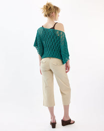 Lowrise Stretch Denim Capri - Beige
