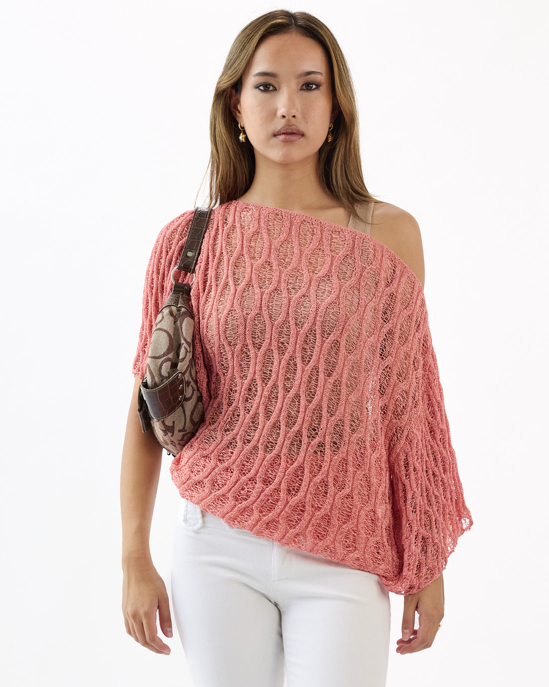Batwing Crochet Top - Coral