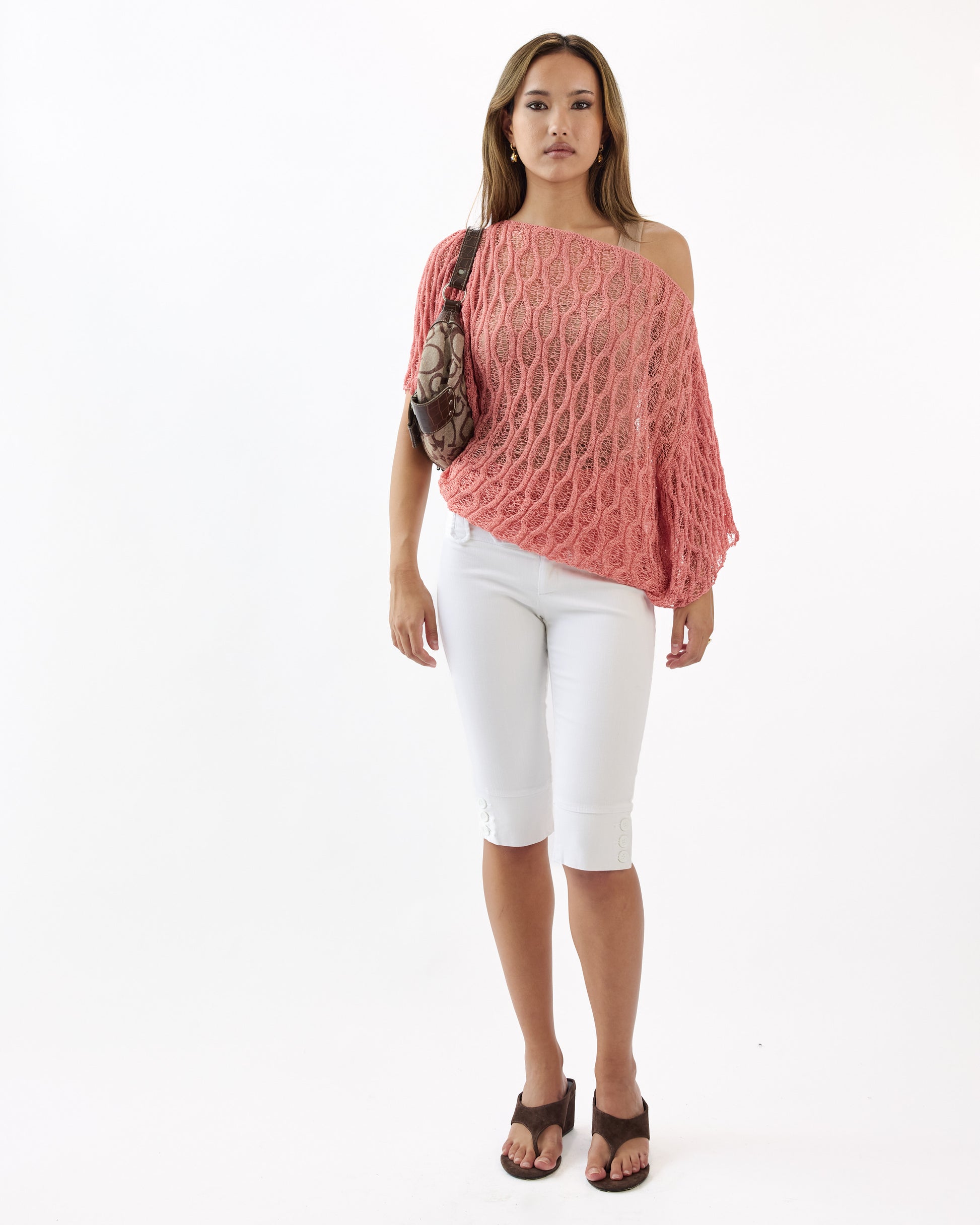Batwing Crochet Top - Coral