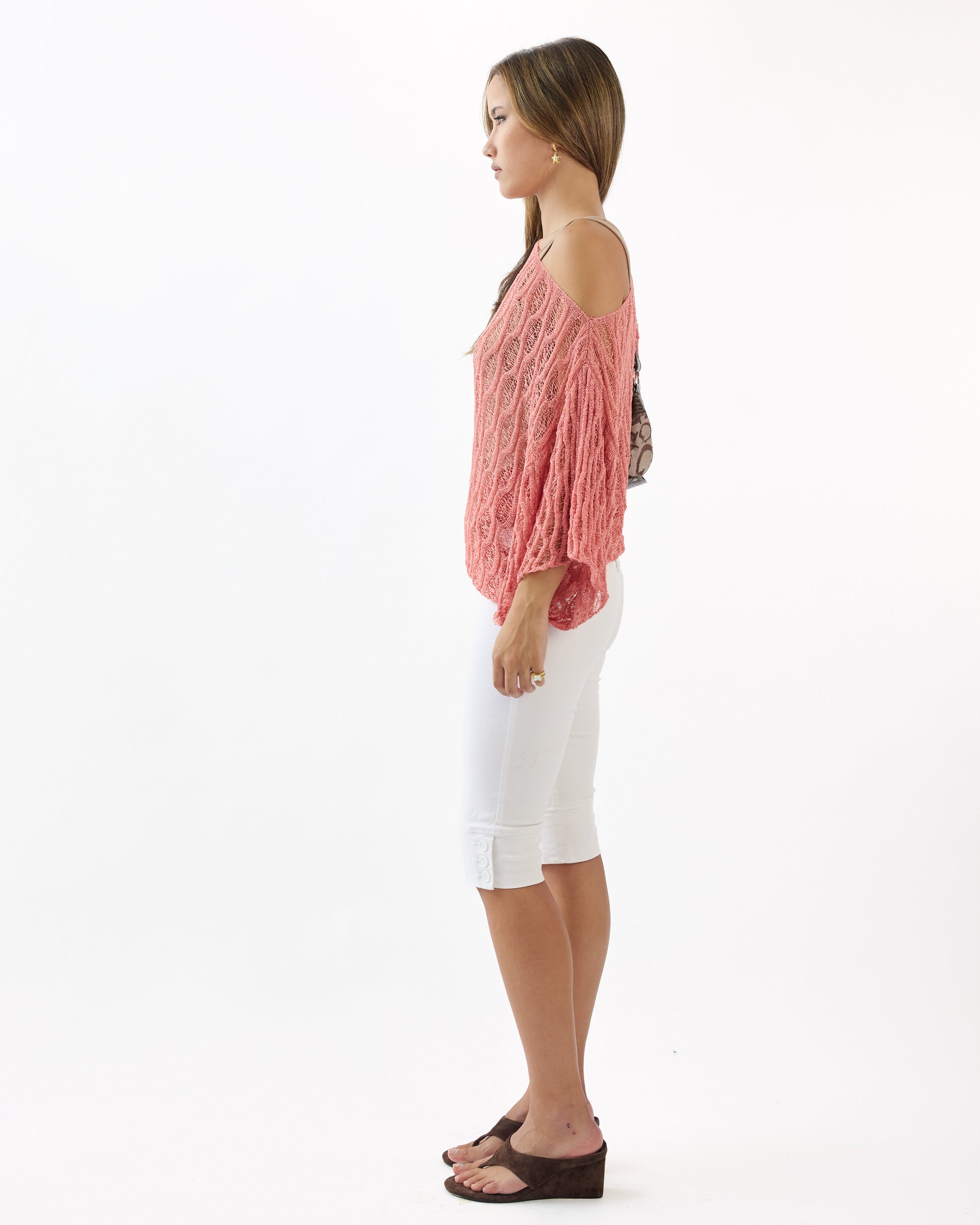Batwing Crochet Top - Coral