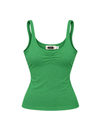 Ruched Scoop Neck Tank Top - Emerald