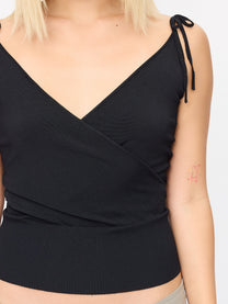 Tie Shoulder Knit Cami - Black