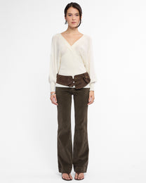 Viscose Knit Batwing Sleeve Top - Cream