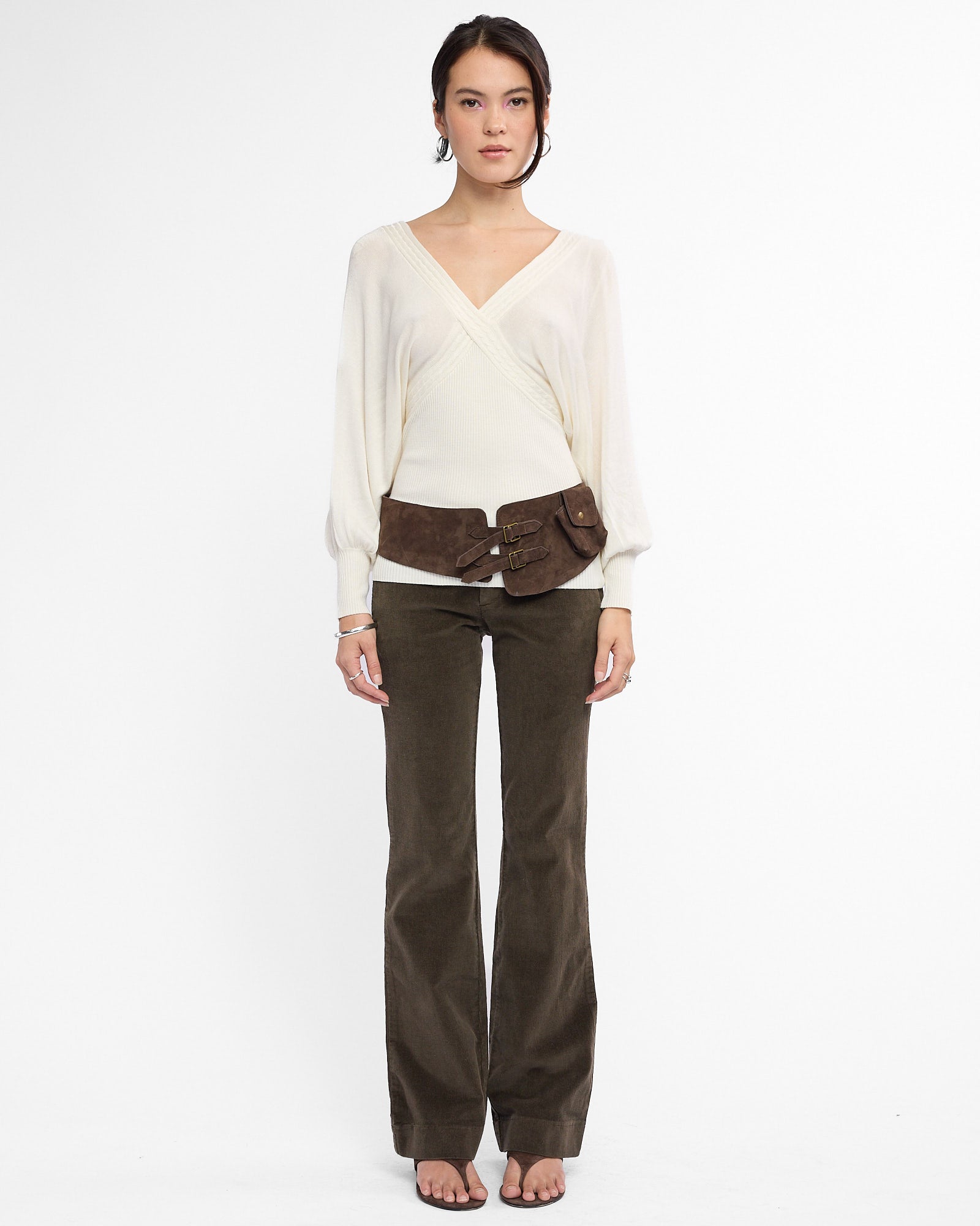 Viscose Knit Batwing Sleeve Top - Cream