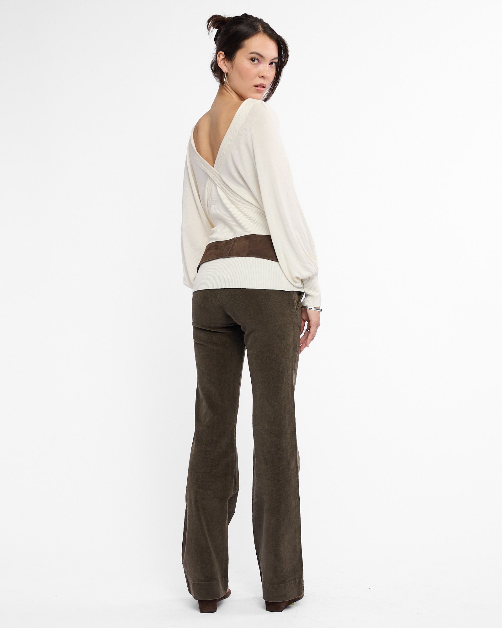 Viscose Knit Batwing Sleeve Top - Cream