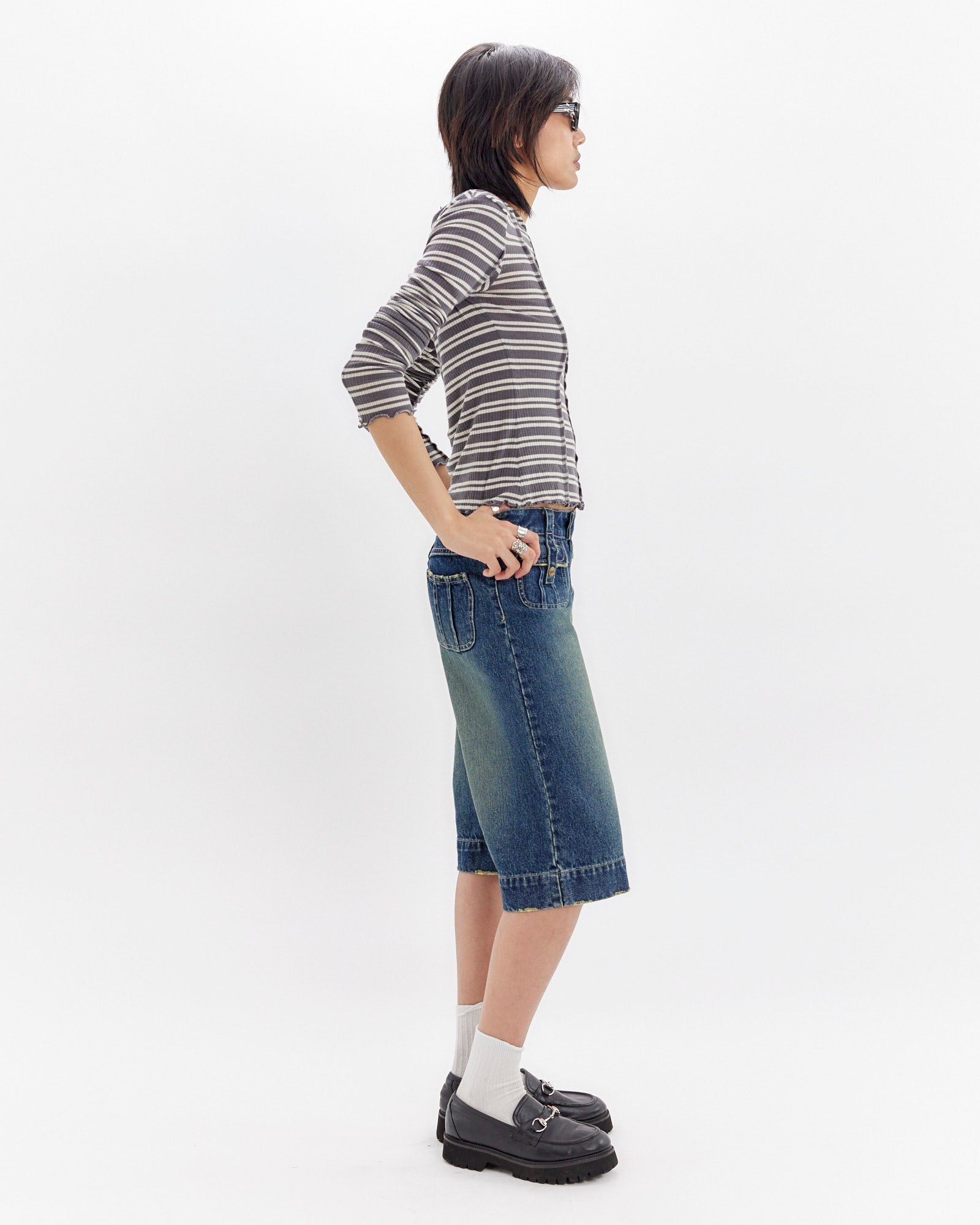 Washed Over-Knee Pocket Jort