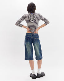 Washed Over-Knee Pocket Jort